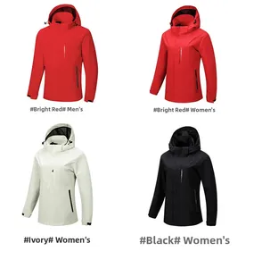 Waterproof hooded jackets shown in red, ivory, and black with X-SPORT branding