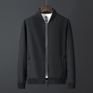 Men's Casual Bomber Jacket Stand Collar Windproof Outwear Solid Color Zipper Flight Jacket Coat For Spring Autumn