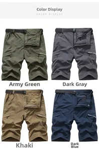 Quick-dry cargo shorts in four colors: army green, grey, khaki and navy blue