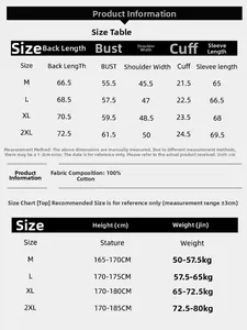 Size chart for reversible cotton jacket showing measurements M-2XL and weight guide