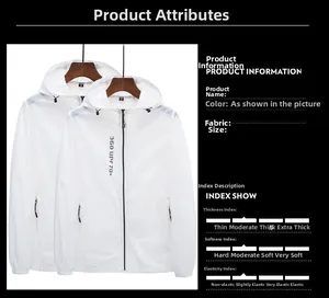 Détail de la veste de protection solaire blanche avec indice UPF 70 plus et tissu léger