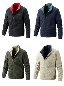 Detail of four reversible jacket colors with HS embroidery and elastic cuffs