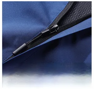 Close-up of waterproof zipper and mesh lining on this outdoor windbreaker jacket