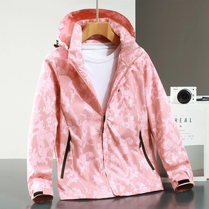 Unisex Outdoor Windbreaker Hooded Jacket Waterproof Windproof Camouflage Print 100% Polyester Activewear For Hiking Climbing Sports Casual Outerwear