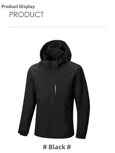 Detail of black waterproof outdoor jacket with X-SPORT logo and functional zipper pockets