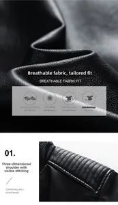 Detailed view of the breathable PU leather jacket with textured fabric and precise stitching