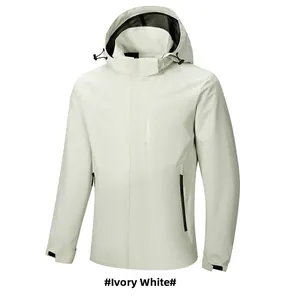 Detail view of ivory white outdoor jacket with waterproof zippers and X-SPORT logo