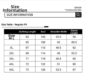 Detailed size guide for men's PU leather biker jacket with measurements from M to 5XL