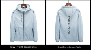 Détails de la veste de protection solaire à capuche respirante avec indice UPF 70+ et poignets