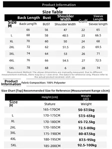 Detailed size chart for men's diamond quilted jacket with measurements from M to 5XL