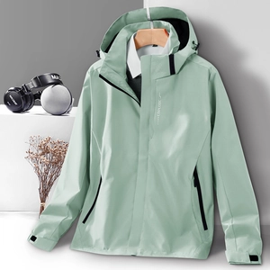 Outdoor lightweight windproof sage green jacket for men and women with adjustable hood