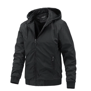 Men Hooded Windproof Jacket Polyester Casual Outdoor Fashionable Zipper Coat For Daily Wear Autumn Spring Mens Outerwear