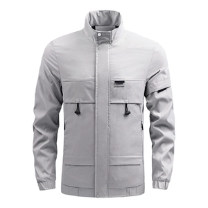 Herren Casual Windbreaker Jacke Stehkragen Mehrere Taschen Utility Outdoor Leicht Polyester Frühling Herbst Mode Mantel