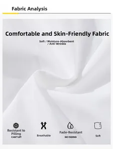 Detailed view of white breathable fabric texture showing softness and anti-wrinkle quality