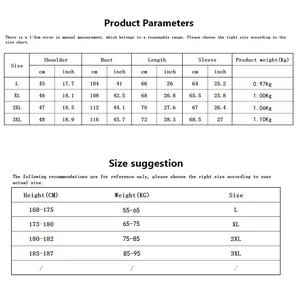 Detailed size chart for men motorcycle jacket with height and weight suggestions