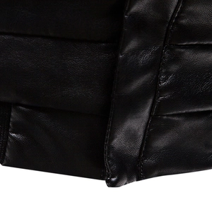 Detailed macro view of black PU leather texture with high-quality parallel stitching details