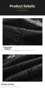 Detailed macro view of the premium black leather texture and thick warm fleece lining