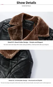 Close-up of quilted black leather jacket featuring luxury fur collar and brand neck label