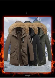 Détail de la parka d'hiver coupe-vent avec doublure polaire et capuche en fourrure
