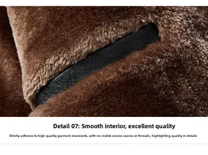 Close-up detail of men's leather jacket showing warm faux fur lining and pocket stitching