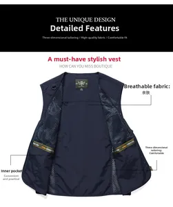 Detail view of breathable mesh lining and large inner pocket on blue outdoor vest