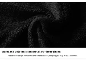 Detailed macro view of black fleece lining on motorcycle jacket for winter warmth