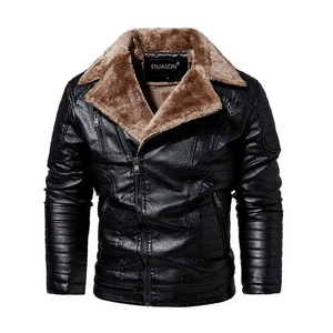 Men's European Style Faux Fur Lined Jacket Winter Thick Warm Windproof Cotton Fashion Outerwear Coat For Men