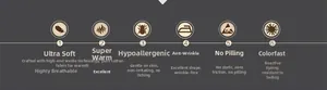 Detailed chart showing pure cotton properties like anti-allergy and fade-resistant features