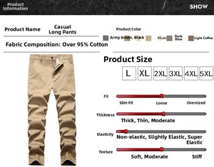 Men's winter cotton chino pants color options in khaki, green, black and navy blue