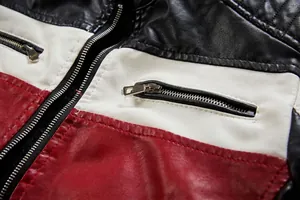 Blouson moto en similicuir pour homme avec design bicolore et détails de fermeture éclair