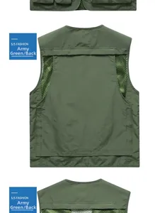 Macro detail of breathable mesh back panels on military green outdoor fishing vest