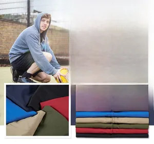 Detailed collage of multi-color waterproof outdoor jackets with fabric close-up textures