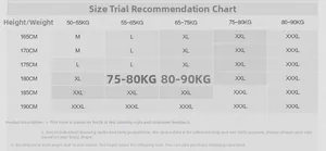 Detailed size chart for men camouflage jacket showing weight and height recommendations