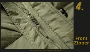 Macro detail of high-density windbreaker fabric with heavy-duty front zipper closure