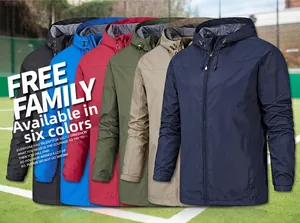 Outdoor men's windproof jacket collection featuring six colors with integrated hoods
