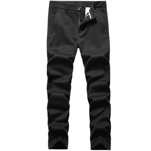 Men's winter thermal fleece-lined black casual cotton pants in straight leg fit
