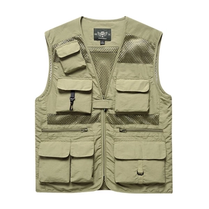 Men Utility Cargo Vest Multi Pockets Breathable Mesh Nylon Waterproof Tactical Waistcoat For Fishing Photography Hiking