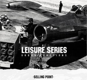 Detail of urban leisure series poster featuring vintage military aircraft and retro style