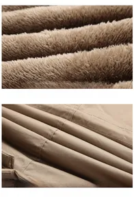 Détail de la doublure polaire chaude et du tissu coupe-vent avec coutures de précision