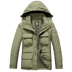 Men Outdoor Waterproof Windbreaker Jacket Detachable Sleeves Hooded Mesh Lining Performance Workwear Coat With Multiple Pockets