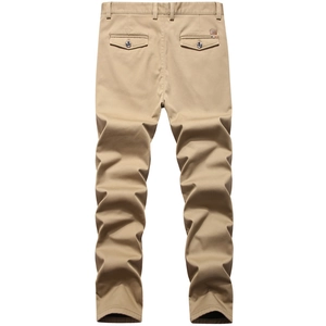 Men's winter warm cotton pants in khaki with fleece lining and back pocket detail