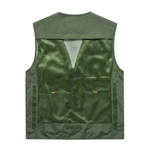 Deep green outdoor tactical vest featuring a large breathable mesh back and utility pockets