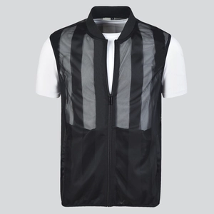 Gilet en maille respirante pour hommes avec col montant et fermeture éclair noire