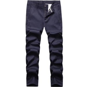 Men's Casual Chinos Cotton Blend Fleece Lined Slim Fit Straight Leg Stretch Solid Color Office Daily Work Pants Autumn Winter
