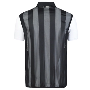 Gilet respirant pour hommes avec rayures verticales noires et blanches et col montant