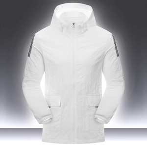 Men Lightweight Sun Protection Jacket Nylon Windproof Breathable Hooded Outdoor Hiking Fishing Coat With Reflective Strip