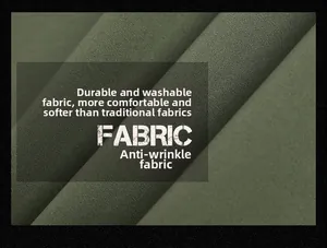 Detailed macro view of olive green washed cotton fabric texture for men's shirts