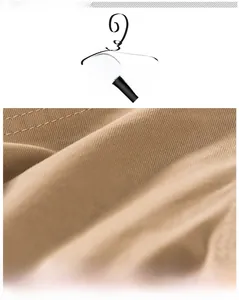 Macro detail of breathable khaki cotton twill fabric for men's casual cargo shorts