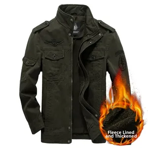 Detail of dark green military jacket showing thick black fleece lining and warm interior