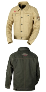 Broderie détaillée au dos et poches multiples sur veste militaire en coton
